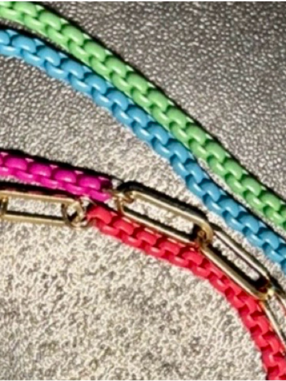 Neon Paper Clip Link Pink Blue Green Layered Chain Necklace
